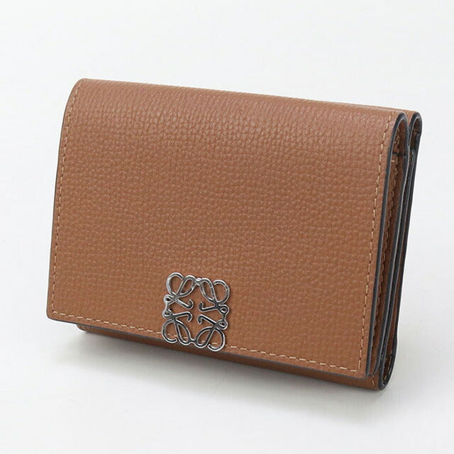 中古 ロエベ 三折財布 レディース ブランド LOEWE アナグラム トライフォールド ウォレット ブラウン 財布 USDLO96643011