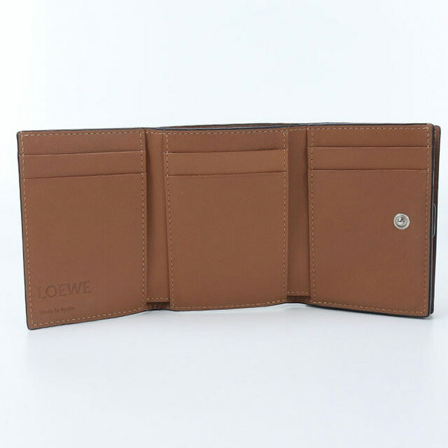 中古 ロエベ 三折財布 レディース ブランド LOEWE アナグラム トライフォールド ウォレット ブラウン 財布 USDLO96643011