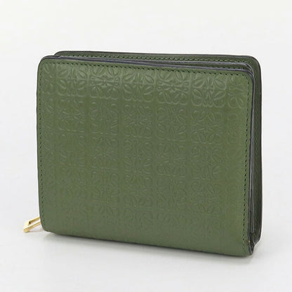 中古 ロエベ 二折財布 レディース ブランド LOEWE リピート コンパクト ジップウォレット C499Z41X03 グリーン 財布 USDLO97634011