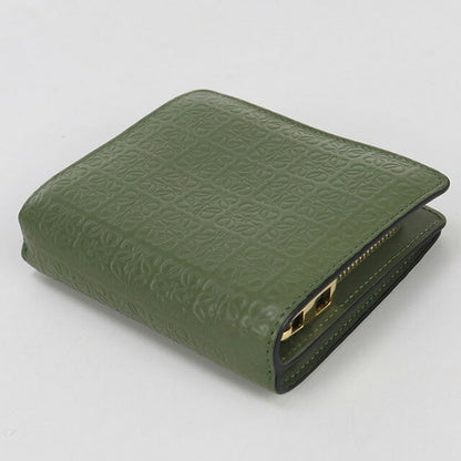 中古 ロエベ 二折財布 レディース ブランド LOEWE リピート コンパクト ジップウォレット C499Z41X03 グリーン 財布 USDLO97634011