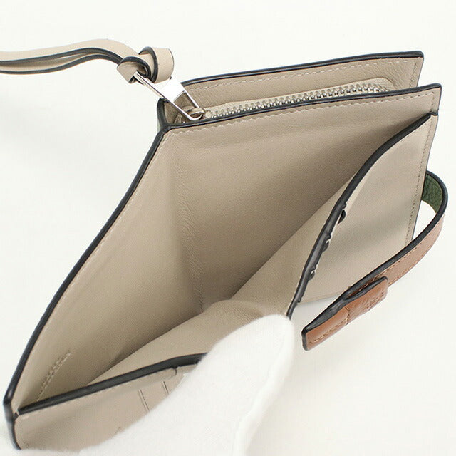 中古 ロエベ 二折財布 レディース ブランド LOEWE コンパクト ジップウォレット グリーン 財布 USDLO97829011