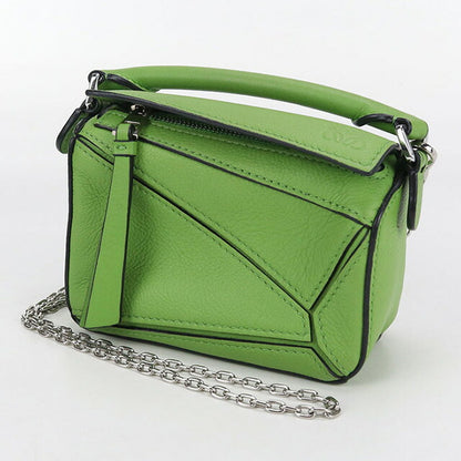 中古 ロエベ ショルダーバッグ レディース ブランド LOEWE パズルバッグ ナノ 2WAY レザー グリーン バッグ USDLO98691011