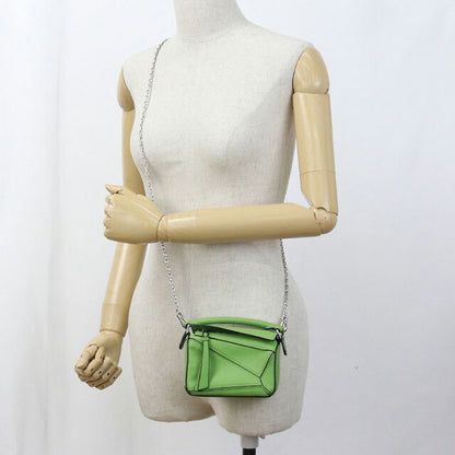 中古 ロエベ ショルダーバッグ レディース ブランド LOEWE パズルバッグ ナノ 2WAY レザー グリーン バッグ USDLO98691011