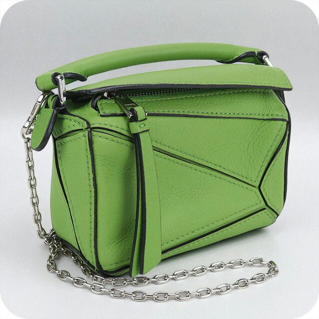 中古 ロエベ ショルダーバッグ レディース ブランド LOEWE パズルバッグ ナノ 2WAY レザー グリーン バッグ USDLO98691011