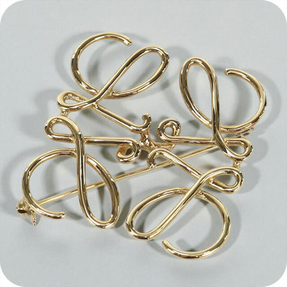 中古 ロエベ ブローチ レディース ブランド LOEWE アナグラム 111.25.020 ゴールド 小物 USDLO99020011