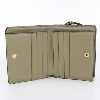 中古 ロエベ 二折財布 レディース ブランド LOEWE パズル コンパクト ジップウォレット レザー C510Z41X01 カーキ 財布 USDLO99835011