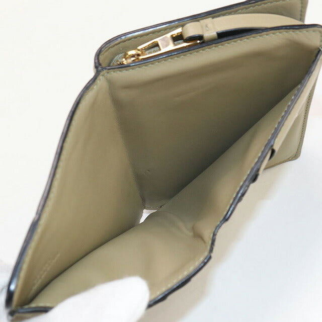 中古 ロエベ 二折財布 レディース ブランド LOEWE パズル コンパクト ジップウォレット レザー C510Z41X01 カーキ 財布 USDLO99835011