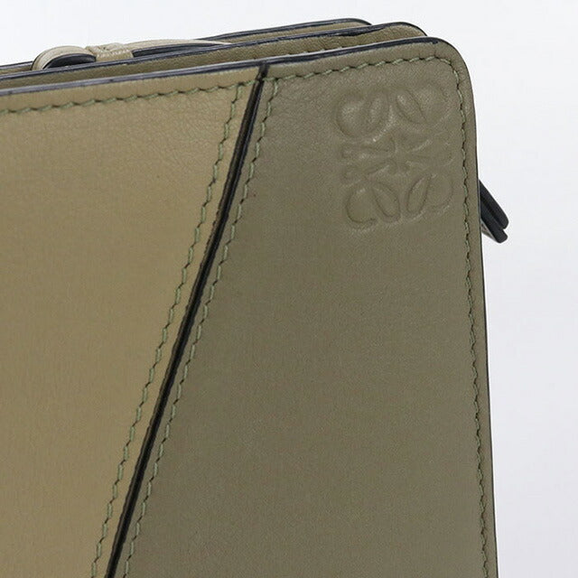 中古 ロエベ 二折財布 レディース ブランド LOEWE パズル コンパクト ジップウォレット レザー C510Z41X01 カーキ 財布 USDLO99835011