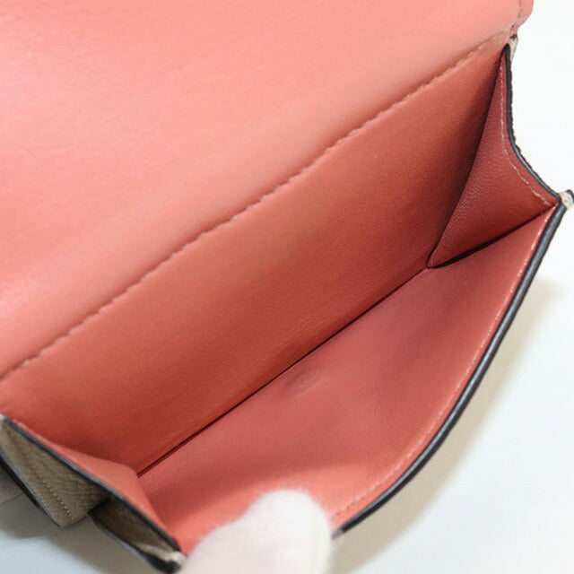 中古 ロエベ 三折財布 レディース ブランド LOEWE トライフォールド ウォレット レザー C660TR2X03 ベージュ 財布 USDLO99836011