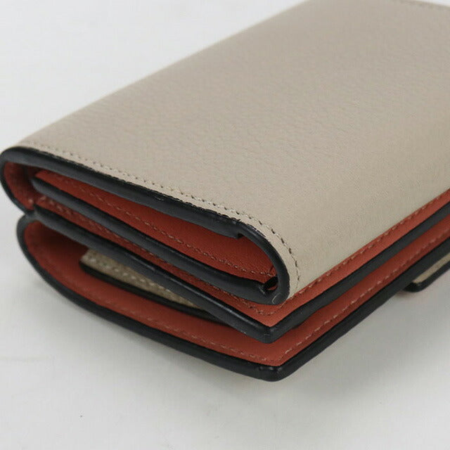 中古 ロエベ 三折財布 レディース ブランド LOEWE トライフォールド ウォレット レザー C660TR2X03 ベージュ 財布 USDLO99836011