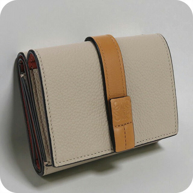 中古 ロエベ 三折財布 レディース ブランド LOEWE トライフォールド ウォレット レザー C660TR2X03 ベージュ 財布 USDLO99836011