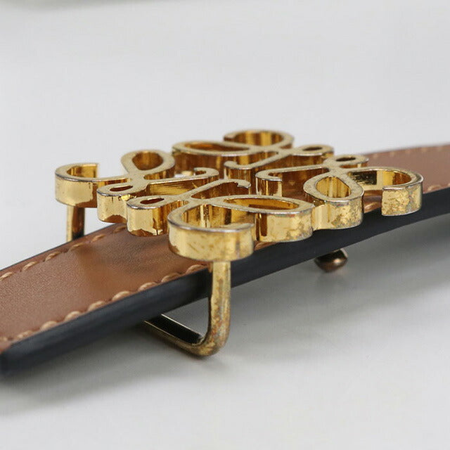 中古 ロエベ ベルト レディース ブランド LOEWE アナグラム リバーシブル レザー E821Z26X03 ブラウン 小物 USDLO99837011