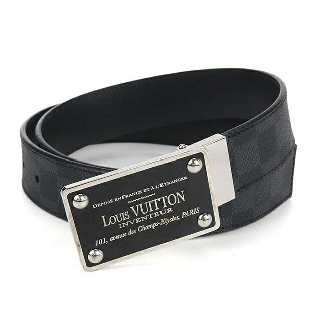 中古 ルイヴィトン ベルト メンズ ブランド LOUIS VUITTON グラフィット サンチュール アヴァントゥール レザー M9632U ブラック 小物 USDLV101967011