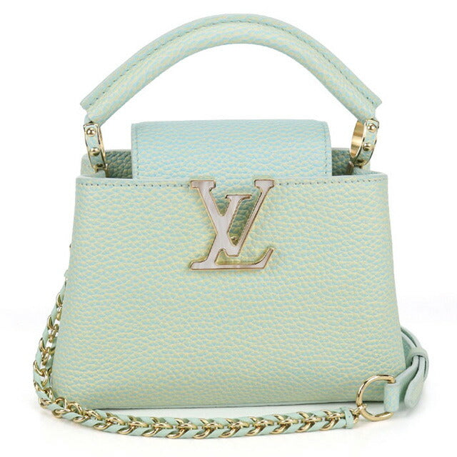 二手路易威登手提包 女士品牌 LOUIS VUITTON 夏季 Stardust Capucines MINI 2WAY M59850 绿色包 USDLV103467011