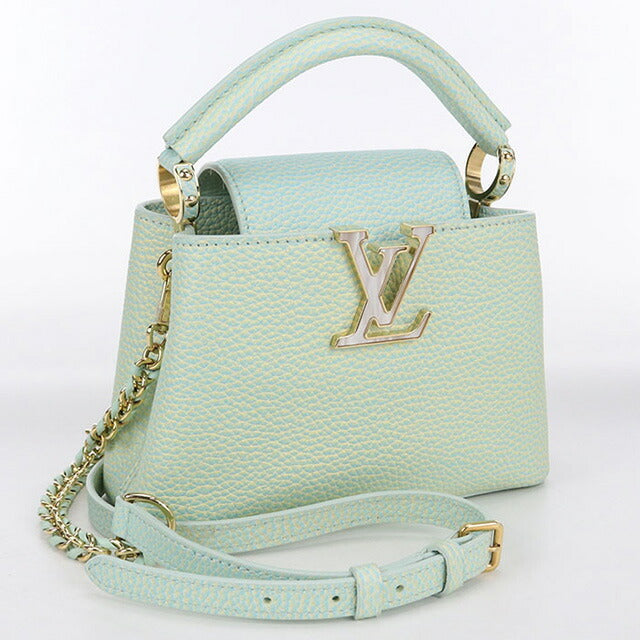 二手路易威登手提包 女士品牌 LOUIS VUITTON 夏季 Stardust Capucines MINI 2WAY M59850 绿色包 USDLV103467011