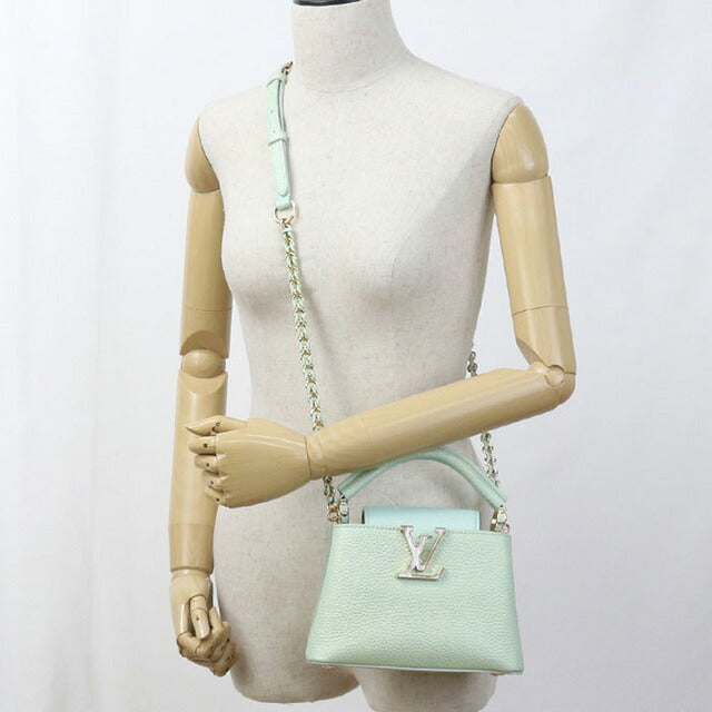 二手路易威登手提包 女士品牌 LOUIS VUITTON 夏季 Stardust Capucines MINI 2WAY M59850 绿色包 USDLV103467011