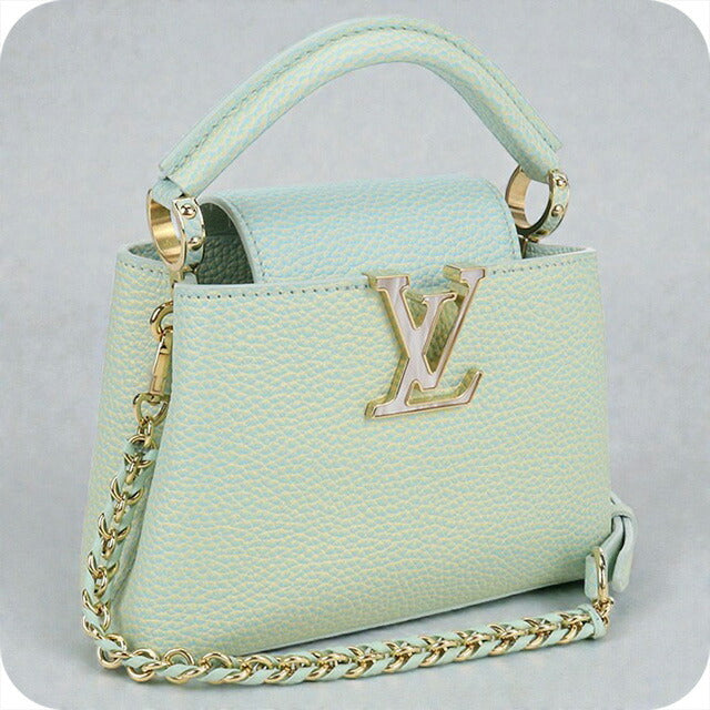 二手路易威登手提包 女士品牌 LOUIS VUITTON 夏季 Stardust Capucines MINI 2WAY M59850 绿色包 USDLV103467011
