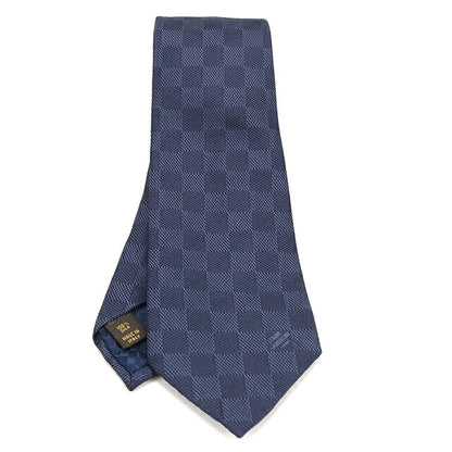 中古 ルイヴィトン ネクタイ メンズ ブランド LOUIS VUITTON ダミエ  M67989 ネイビー USDLV119834011