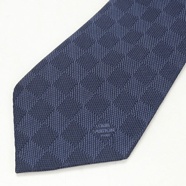 中古 ルイヴィトン ネクタイ メンズ ブランド LOUIS VUITTON ダミエ  M67989 ネイビー USDLV119834011