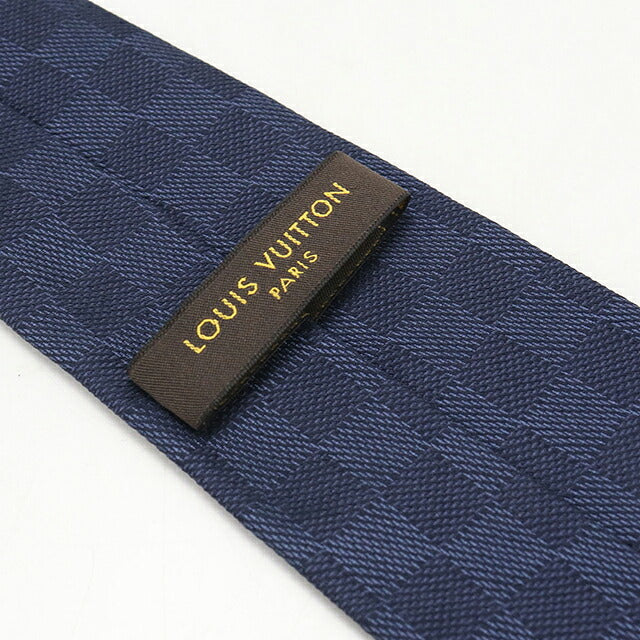 中古 ルイヴィトン ネクタイ メンズ ブランド LOUIS VUITTON ダミエ  M67989 ネイビー USDLV119834011