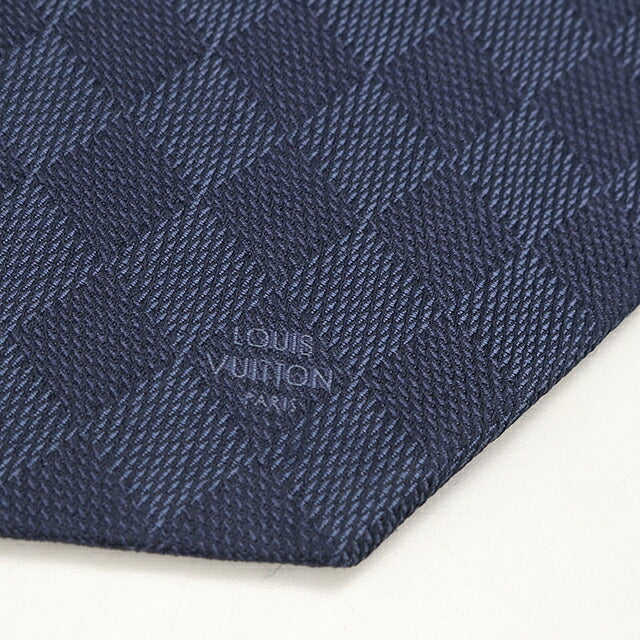 中古 ルイヴィトン ネクタイ メンズ ブランド LOUIS VUITTON ダミエ  M67989 ネイビー USDLV119834011