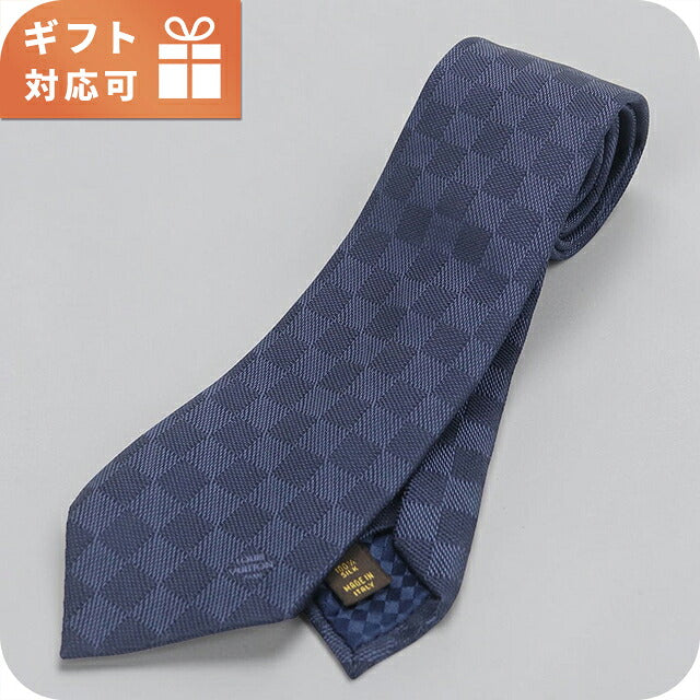 中古 ルイヴィトン ネクタイ メンズ ブランド LOUIS VUITTON ダミエ  M67989 ネイビー USDLV119834011