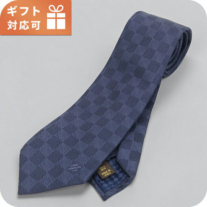 中古 ルイヴィトン ネクタイ メンズ ブランド LOUIS VUITTON ダミエ  M67989 ネイビー USDLV119834011