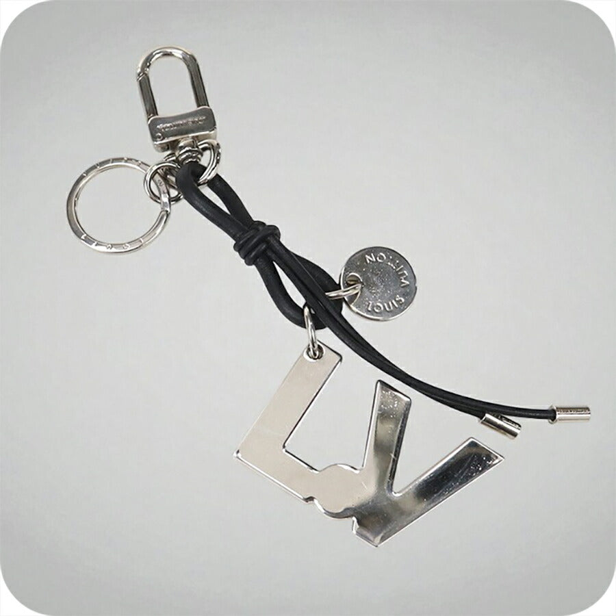 中古 ルイヴィトン キーリング メンズ ブランド LOUIS VUITTON ポルトクレ・LVロープ レザー M66497 シルバー 小物 USDLV89179011