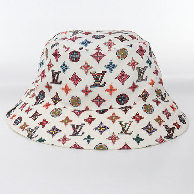中古 ルイヴィトン ハット ユニセックス ブランド LOUIS VUITTON モノグラム ボブラブリーグラム バケットハット M76719 ホワイト 帽子 USDLV95745011