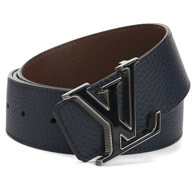 中古 ルイヴィトン ベルト メンズ ブランド LOUIS VUITTON トリヨン ベルト・LVティルト リバース レザー M0027S ネイビー 小物 USDLV97628011