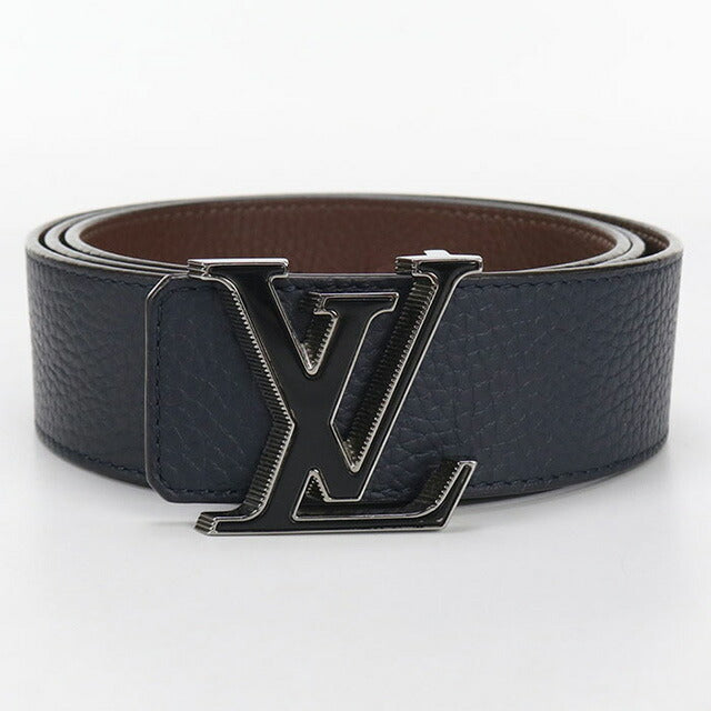 中古 ルイヴィトン ベルト メンズ ブランド LOUIS VUITTON トリヨン ベルト・LVティルト リバース レザー M0027S ネイビー 小物 USDLV97628011