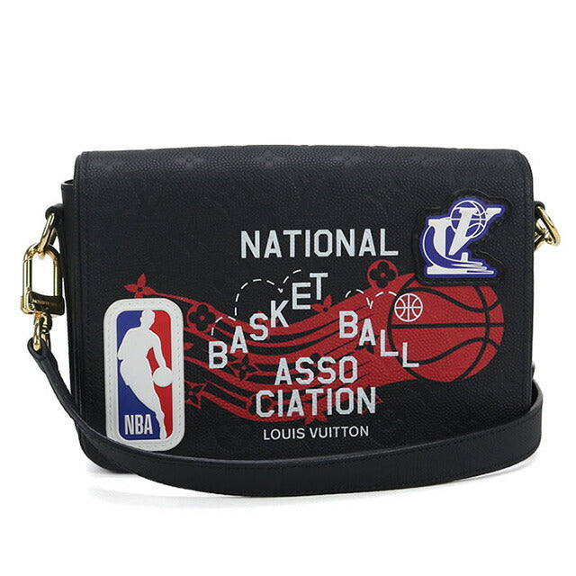 中古 ルイヴィトン ショルダーバッグ メンズ ブランド LOUIS VUITTON NBAコラボ ステュディオ メッセンジャー レザー M58498 ブラック USDLV98739011