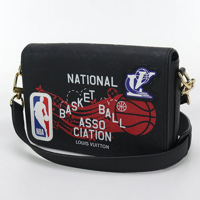 中古 ルイヴィトン ショルダーバッグ メンズ ブランド LOUIS VUITTON NBAコラボ ステュディオ メッセンジャー レザー M58498 ブラック USDLV98739011