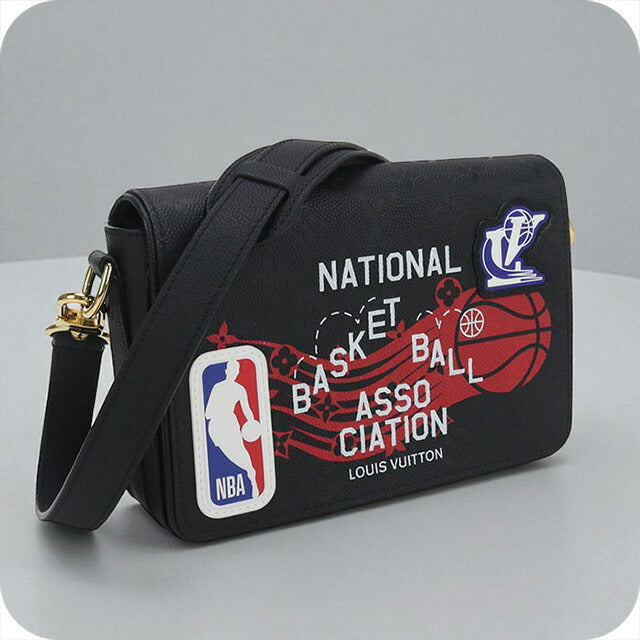 中古 ルイヴィトン ショルダーバッグ メンズ ブランド LOUIS VUITTON NBAコラボ ステュディオ メッセンジャー レザー M58498 ブラック USDLV98739011
