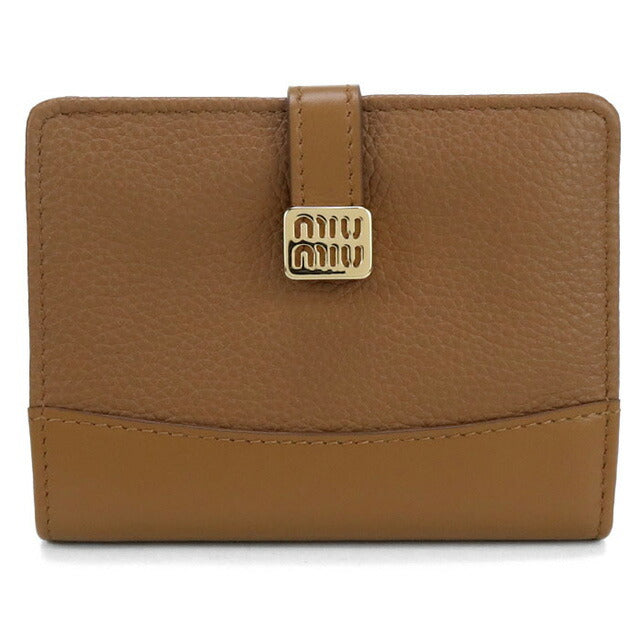 中古 ミュウミュウ 二折財布 レディース ブランド MIUMIU レザー 折り財布 レザー 5ML058 ブラウン 財布 USDMI100074011