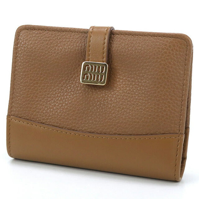 中古 ミュウミュウ 二折財布 レディース ブランド MIUMIU レザー 折り財布 レザー 5ML058 ブラウン 財布 USDMI100074011