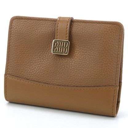 中古 ミュウミュウ 二折財布 レディース ブランド MIUMIU レザー 折り財布 レザー 5ML058 ブラウン 財布 USDMI100074011