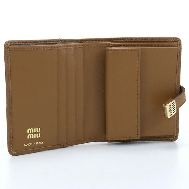 中古 ミュウミュウ 二折財布 レディース ブランド MIUMIU レザー 折り財布 レザー 5ML058 ブラウン 財布 USDMI100074011