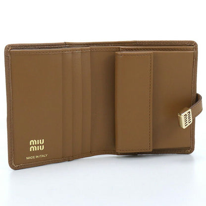中古 ミュウミュウ 二折財布 レディース ブランド MIUMIU レザー 折り財布 レザー 5ML058 ブラウン 財布 USDMI100074011