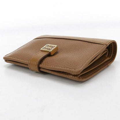 中古 ミュウミュウ 二折財布 レディース ブランド MIUMIU レザー 折り財布 レザー 5ML058 ブラウン 財布 USDMI100074011