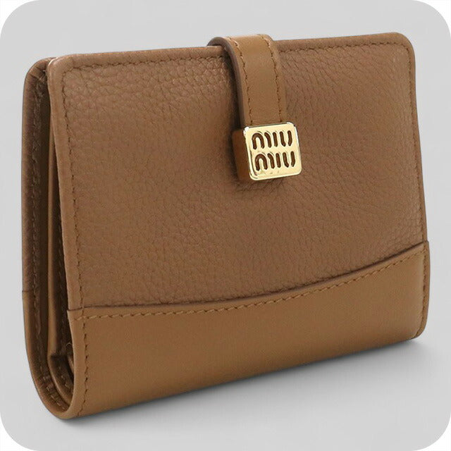 中古 ミュウミュウ 二折財布 レディース ブランド MIUMIU レザー 折り財布 レザー 5ML058 ブラウン 財布 USDMI100074011
