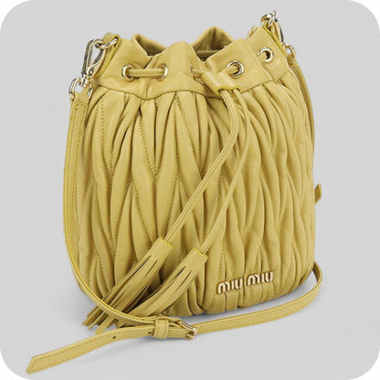 中古 ミュウミュウ 斜め掛け ショルダーバッグ レディース ブランド MIUMIU マテラッセ レザー 5BE014 イエロー バッグ USDMI100325011