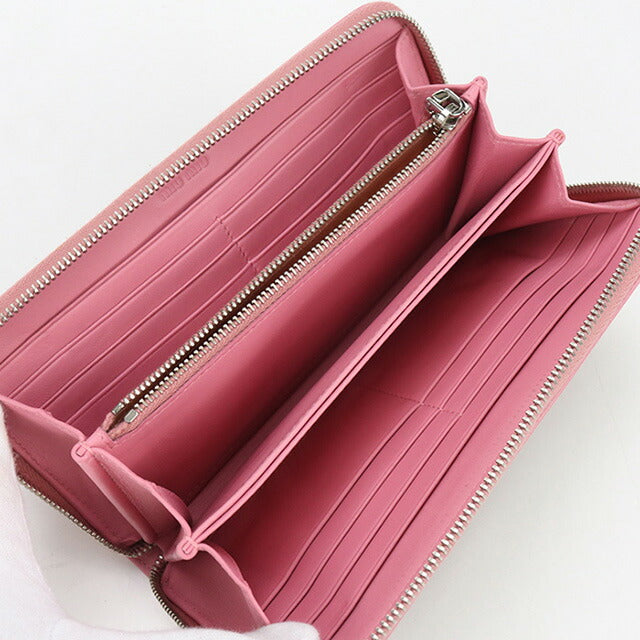 中古 ミュウミュウ 長財布ラウンドファスナー レディース ブランド MIUMIU マテラッセ ジップアラウンド レザー ピンク 財布 USDMI100397011