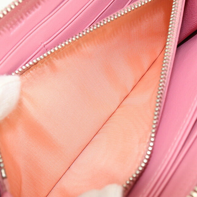 中古 ミュウミュウ 長財布ラウンドファスナー レディース ブランド MIUMIU マテラッセ ジップアラウンド レザー ピンク 財布 USDMI100397011