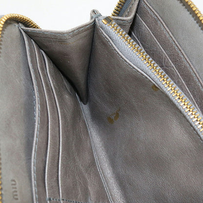 中古 ミュウミュウ 長財布ラウンドファスナー レディース ブランド MIUMIU ジップアラウンド レザー 5M0506 グレー 財布 USDMI100400011