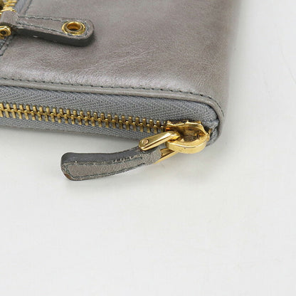 中古 ミュウミュウ 長財布ラウンドファスナー レディース ブランド MIUMIU ジップアラウンド レザー 5M0506 グレー 財布 USDMI100400011