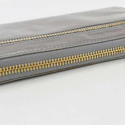 中古 ミュウミュウ 長財布ラウンドファスナー レディース ブランド MIUMIU ジップアラウンド レザー 5M0506 グレー 財布 USDMI100400011