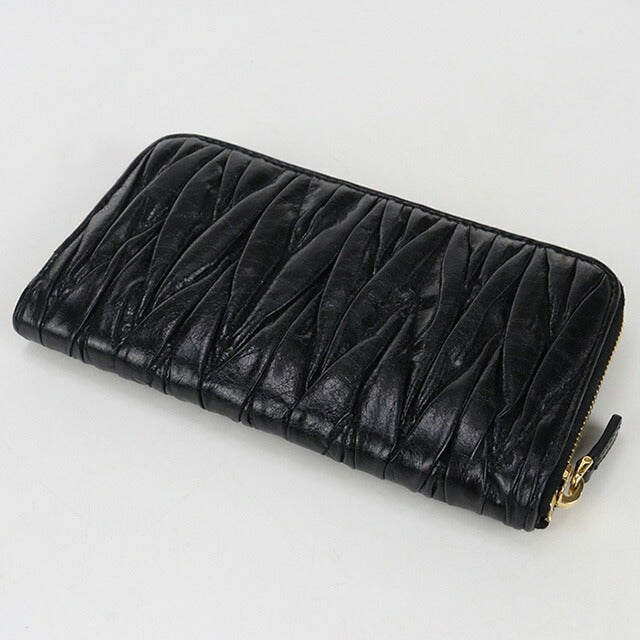 中古 ミュウミュウ 長財布ラウンドファスナー レディース ブランド MIUMIU マテラッセ ジップアラウンド レザー ブラック 財布 USDMI100412011