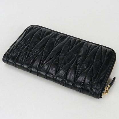 中古 ミュウミュウ 長財布ラウンドファスナー レディース ブランド MIUMIU マテラッセ ジップアラウンド レザー ブラック 財布 USDMI100412011