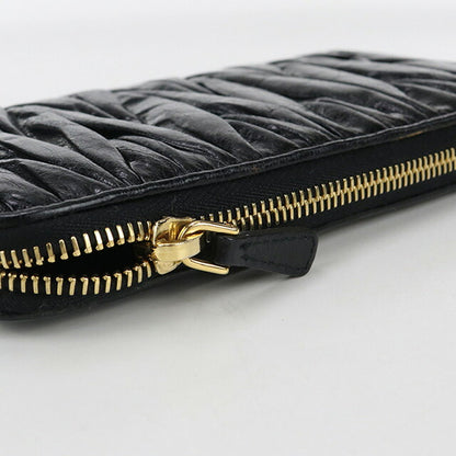 中古 ミュウミュウ 長財布ラウンドファスナー レディース ブランド MIUMIU マテラッセ ジップアラウンド レザー ブラック 財布 USDMI100412011